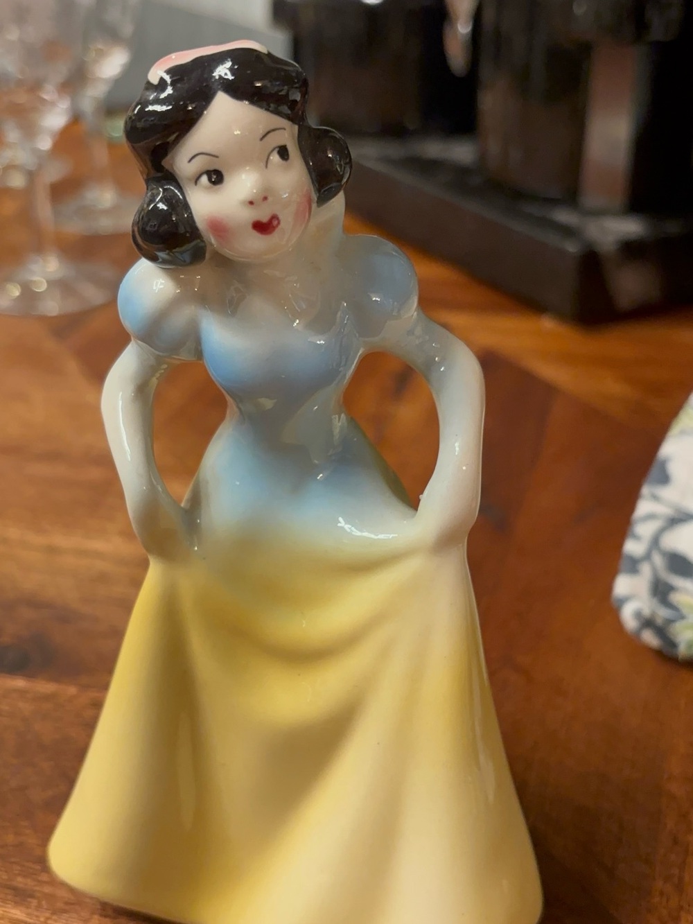 Disney Snow White Figurine in Blue and Yellow pre 1950